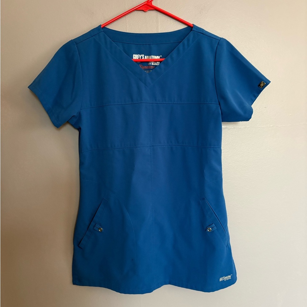 Grey's Anatomy‎ XS Scrub Top Bright Blue Short Sleeve V Neck Medical Nurse Vet